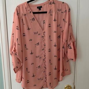 Torrid Blush Pink Paris Dream Patterned Blouse